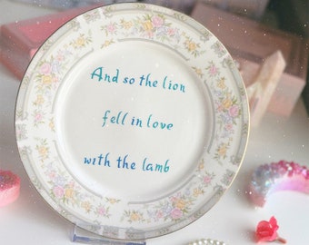 Dirty Dishware: And So The Lion Fell In Love With The Lamb Vintage Plate Wall Hanging Kitchen Decor