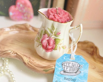 Kumquat Soy Candle in Vintage Teacup: "Replay”  Fruity Floral CottageCore Kpop Spell Candle