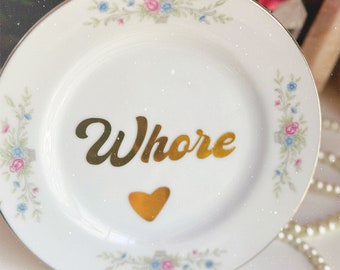 Dirty Dishware: Whore Vintage Plate Wall Hanging Kitchen Decor