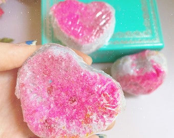 Pomegranate Geode Salt Bath Bomb: "Hot Summer Hot Pink Pomegranate Relaxing Salt Bath