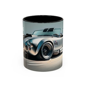 Elegante y sofisticada taza de café con detalles de Shelby Cobra 1965 (11 y 15 oz)