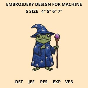 Zauberer Frosch Stickdatei, Süßer Zauber Frosch Stickdatei