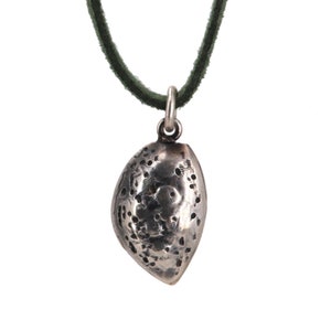 Almond Pendant in sterling Silver Oxidized - Handcrafted, Almond Shell Necklace