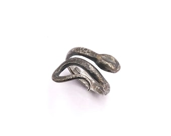 Silver snake ring - hammered silver ring - black snake ring - oxidized silver