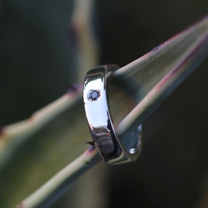 Gepolijste 4-punts zwarte diamanten ring - 925 zilveren ring - Verlovingsring - Trouwring cadeau-idee - Herenring