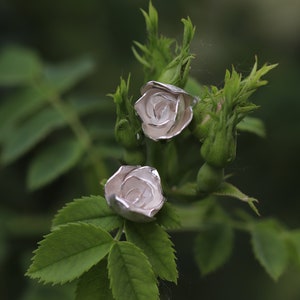 Mini rose-shaped earrings small bridal earrings small sterling silver roses gift idea no nickel image 1