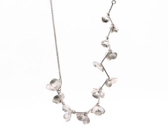 Floral necklace in silver and red gold - necklace with Geraneo flowers - GERANEUM line - bride parure