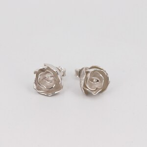 Mini rose-shaped earrings small bridal earrings small sterling silver roses gift idea no nickel image 6