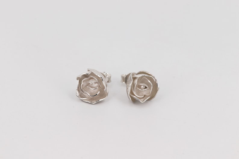 Mini rose-shaped earrings small bridal earrings small sterling silver roses gift idea no nickel image 6