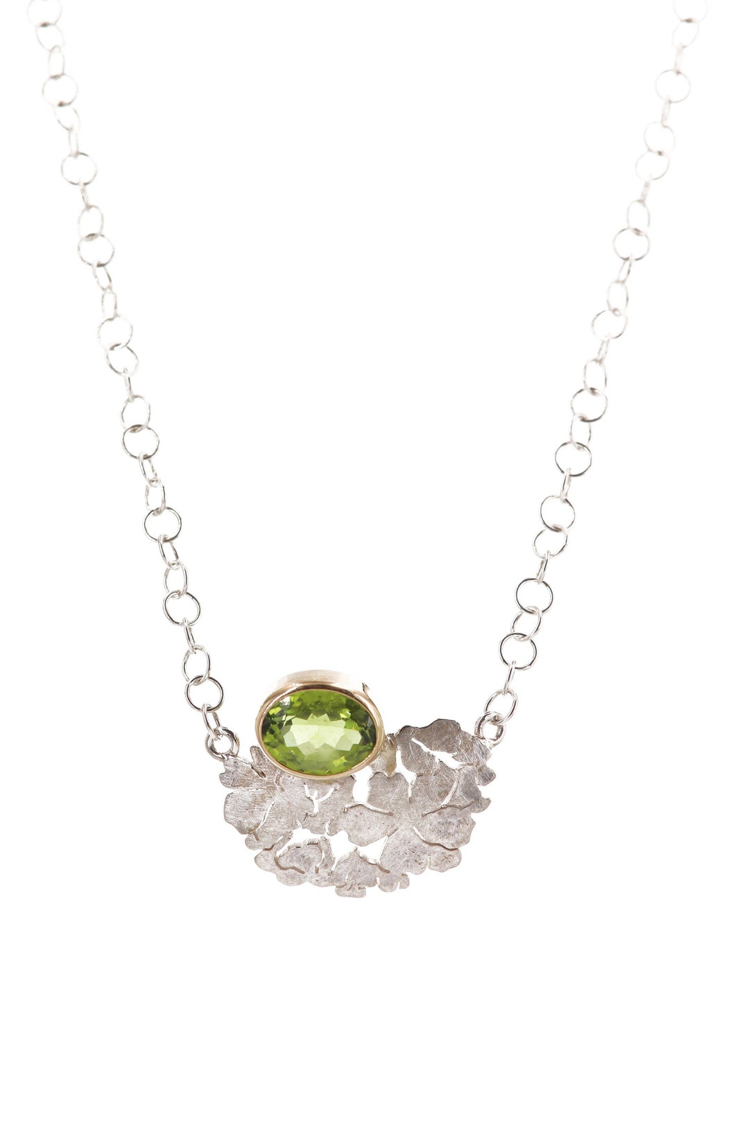 Cherry Blossom Necklace in Silver, Gold and Peridot Cherry Blossom Set