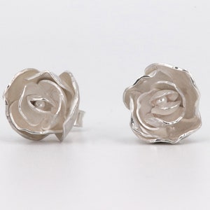 Mini rose-shaped earrings small bridal earrings small sterling silver roses gift idea no nickel image 9