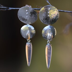 Modern Rose Quartz Earrings - Sparkling Disc Earrings - Lightweight Large Earrings image 2