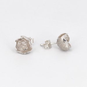 Mini rose-shaped earrings small bridal earrings small sterling silver roses gift idea no nickel image 7