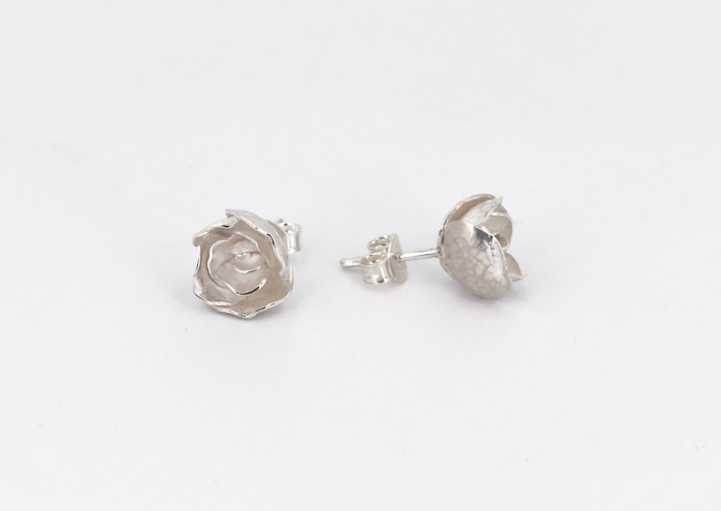 Mini rose-shaped earrings small bridal earrings small sterling silver roses gift idea no nickel image 7