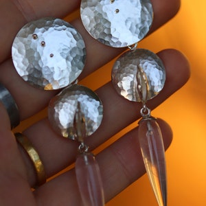 Modern Rose Quartz Earrings - Sparkling Disc Earrings - Lightweight Large Earrings image 3