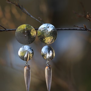 Modern Rose Quartz Earrings - Sparkling Disc Earrings - Lightweight Large Earrings image 10