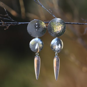Modern Rose Quartz Earrings - Sparkling Disc Earrings - Lightweight Large Earrings image 8