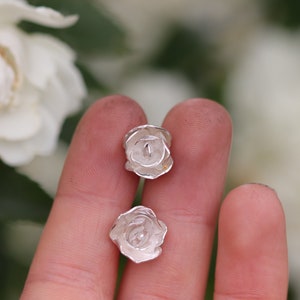 Mini rose-shaped earrings small bridal earrings small sterling silver roses gift idea no nickel image 4
