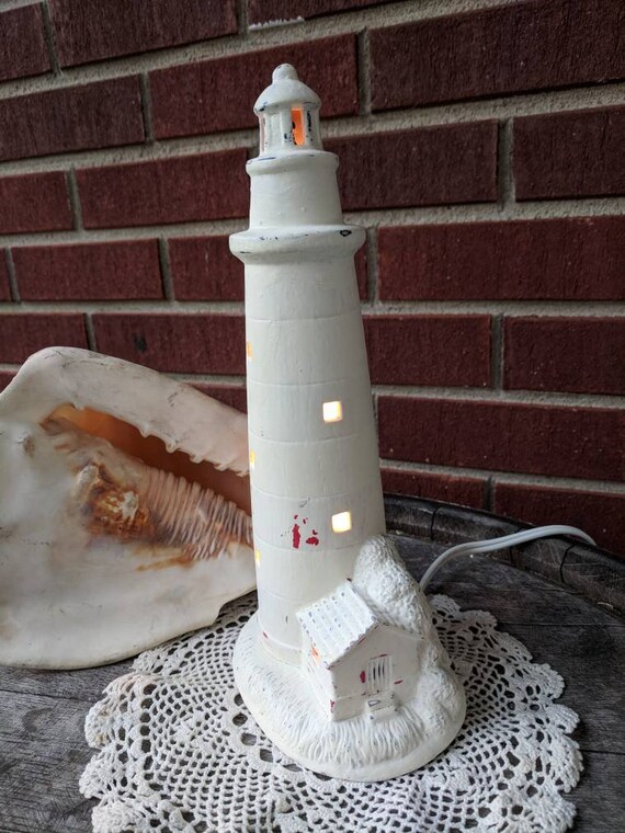 Ceramic lighted lighthouse. Nautical beach ocean it seaside Etsy