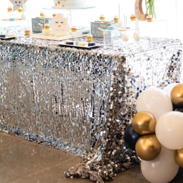 Sequin Table Linens -SEQUIN TABLECLOTH, Stage Decor, Sequin Table Runner, Large Round Sequin Tablecloth, Sequin Overlay