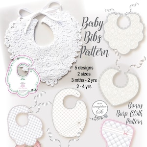 5 Baby Bibs Patterns, Christening Bibs, Toddler Bib Pattern, Burp Cloth PDF Sewing Pattern, Bibs  PATTERN, Baby Bib PDF Sewing Pattern