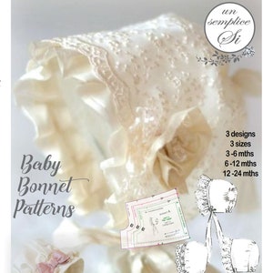 Baby Bonnet Pattern, Christening Caps, Baptism  Bonnet Pattern, Bonnet Sewing Pattern, Bonnet  PATTERN, Baby Hat PDF Sewing Pattern