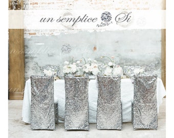 SEQUIN Chair Cover, 6 Dollars each !!!!, SILVER Sequin Chair Cover,  Chiavari Chair Covers, Sequin Chair Decor