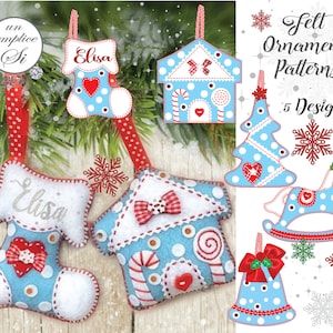 Felt Ornaments Patterns , Christmas Felt Ornaments Pattern, Felt Ornament PATTERN, Christmas Ornaments Sewing Pattern