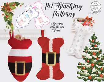 Pet Holiday Stocking , Christmas Pet Stocking Pattern, Dog Bone Stocking PATTERN, Fish StockingPattern ,Cat Stocking  PDF Sewing Pattern