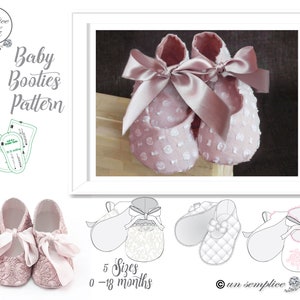 Baby Booties Pattern, High Cut Bootie, Baptism  Shoes Pattern, PDF Sewing Pattern, Booties  PATTERN, Baby Shoes 5 Sizes PDF Sewing Pattern