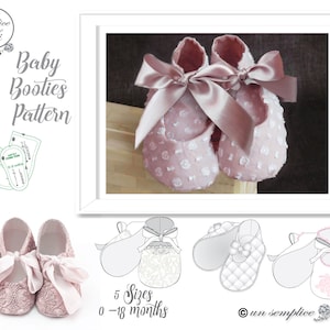 Baby Booties Schnittmuster ,Hochschnitt Bootie , Taufschuhe Schnittmuster , PDF Schnittmuster , Booties MUSTER, Babyschuhe 5 Größen PDF Schnittmuster