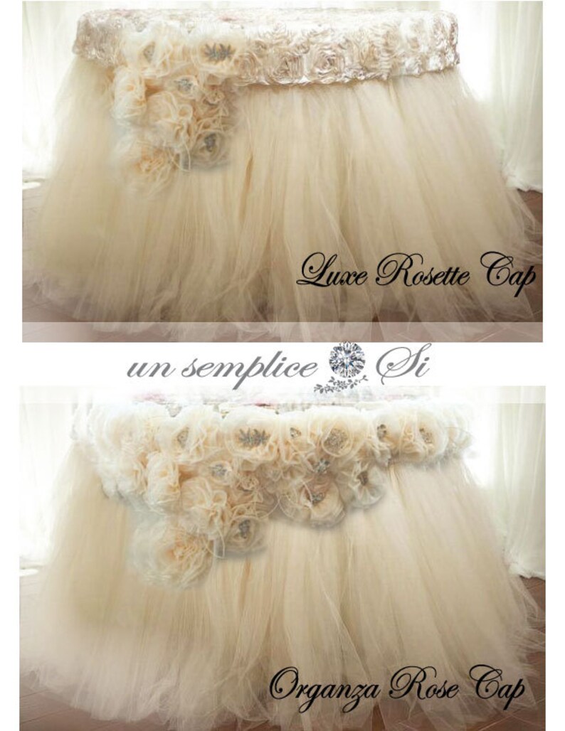 Tulle Tutu Table Skirt Rosette Table Cap Tulle and Roses Etsy