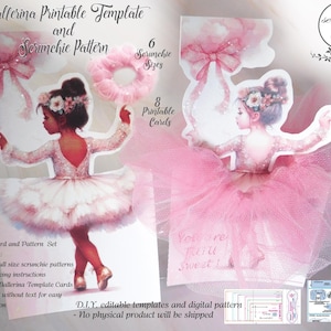 Personalisierte Scrunchies, Ballerina Scrunchie Karte, Tänzerin Party Favor, Scrunchie Halter, Tutu Kartenvorlage, Benutzerdefinierte Scrunchie Karten