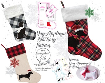 Pet Holiday Stocking , Christmas Pet Stocking Pattern, Felt Dog Ornament PATTERN, Pet Stocking Sewing Pattern
