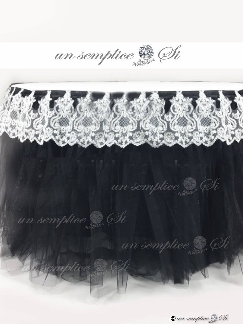 Tulle Table Skirt, Tulle Tutu Tablecloth, Tutu Table Skirt with Beaded Lace Swag image 7