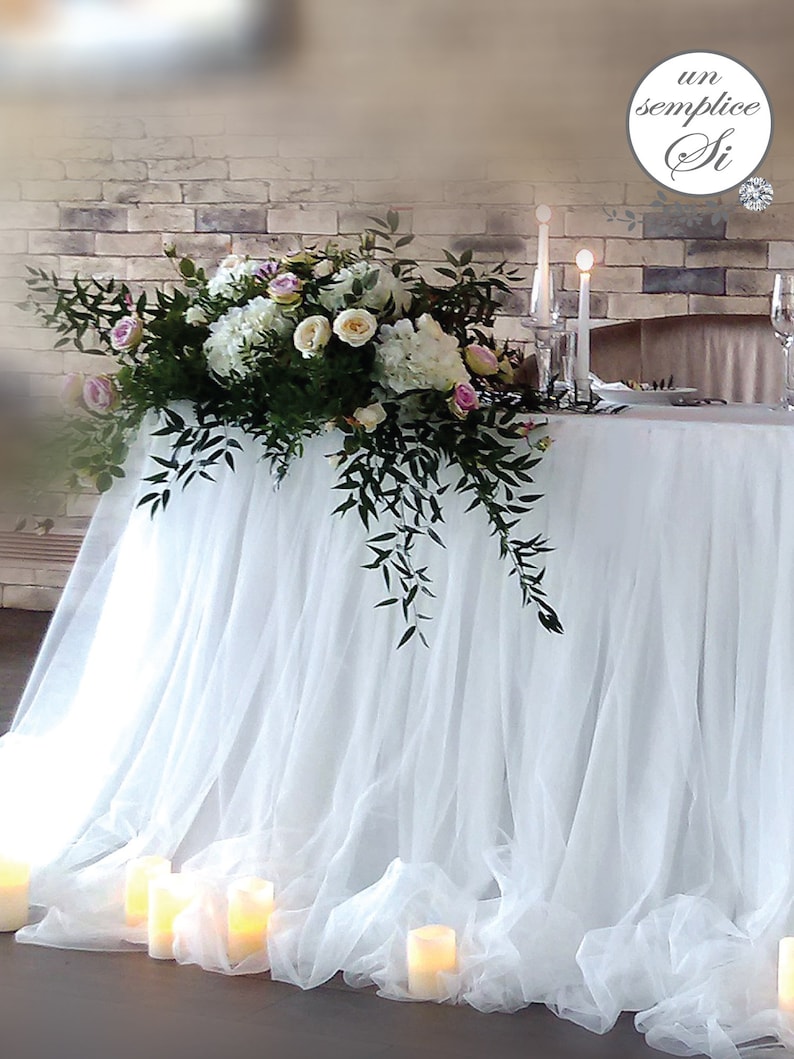 TULLE AND CHIFFON Table Skirt, Pooling Extra Long Tulle and Chiffon ...