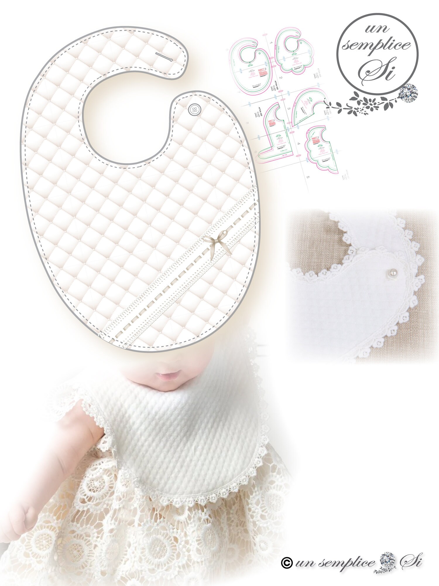 5 Baby Bibs Patterns, Christening Bibs, Toddler Bib Pattern, Burp Cloth ...