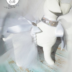 Dog Tutu and Collar set, Tulle Dog Tutu , Puppy Tutu, Dog Wedding Tutu, Pet Tulle Skirt
