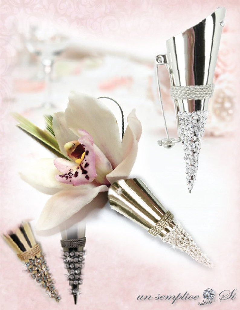 Boutonniere Lapel Pin Men's Flower Holder Pin Swarovski Etsy