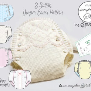 Diaper Cover Pattern , Nappie Cover Pattern ,  3 Button Diaper Cover