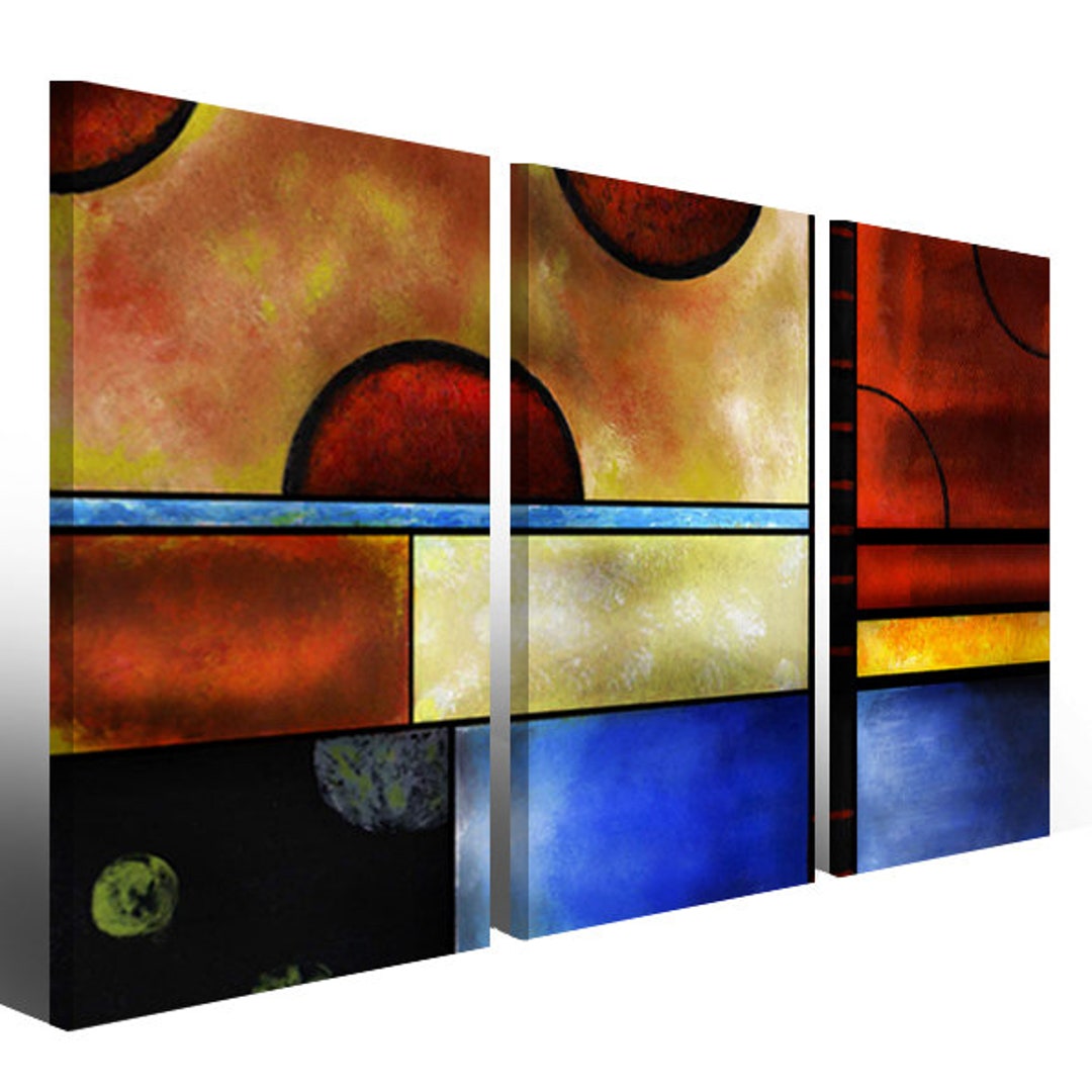 Large format canvas print on canvas modern triptych decorative
