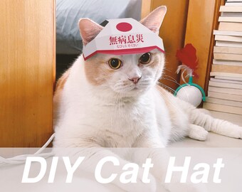 Japanese Cat Hat | Healthy Wish | 無病息災 | Origami Pet Hat | Pet Hat | Cat Lover Gift | DIY | Digital Instant Download