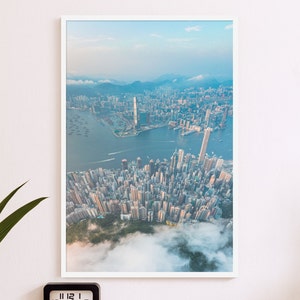 Poster di Hong Kong / Victoria Harbour / Decorazione domestica urbana / Poster incorniciato con paesaggio urbano