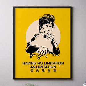 Game of Death Home Decor | No Limitation | famous quote of the Martial arts Master | Inspiration poster