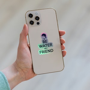 Kung Fu Aufkleber | Martial Arts Aufkleber | Typografische Kunst | Sei Wasser, mein Freund | berühmtes Zitat | Holographische Aufkleber