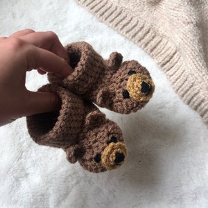 Crochet Teddy Bear Gender Neutral Baby Boots image 1