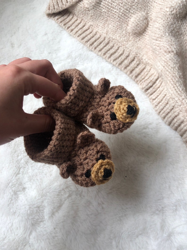 Crochet Teddy Bear Gender Neutral Baby Boots image 1
