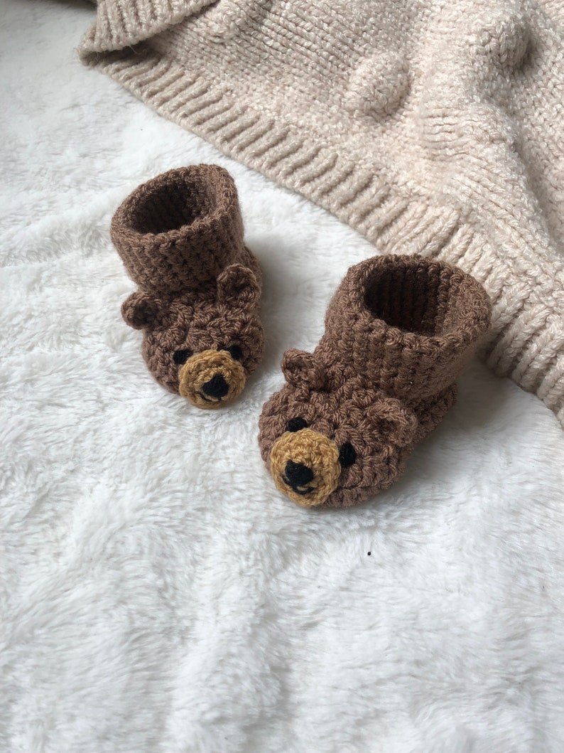 Crochet Teddy Bear Gender Neutral Baby Boots image 5