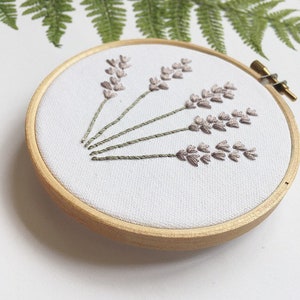 Lavender floral embroidery hoop, Botanical, Wall Art image 3