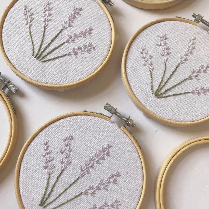 Lavender floral embroidery hoop, Botanical, Wall Art image 2